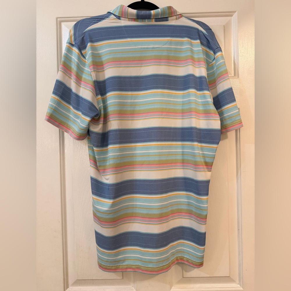 Johnnie O Shirt Mens L Colorful Striped Performance Short Sleeve Polo - Picture 2 of 3